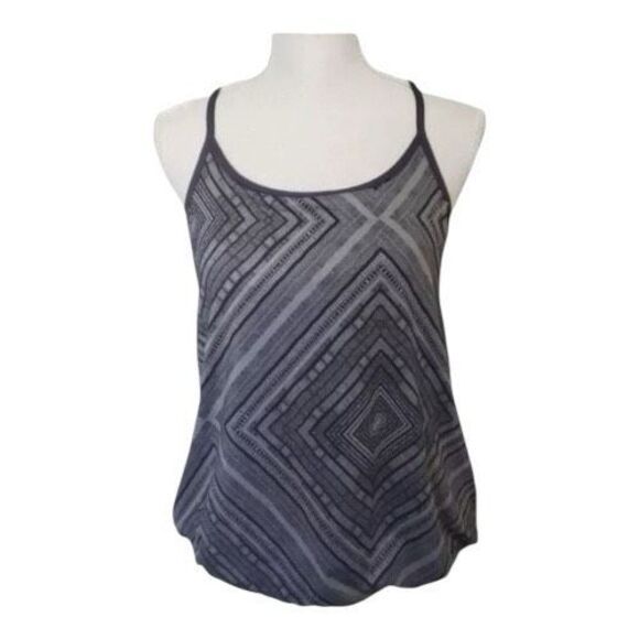 Fabletics Built In Bra Active Tank Top Size M Gray Aztec Patterned Workout - Picture 1 of 12